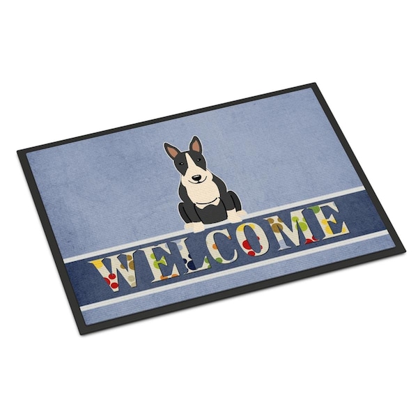 Carolines Treasures 18 x 27 in. Bull Terrier Black White Welcome Indoor or Outdoor Mat BB5714MAT - main